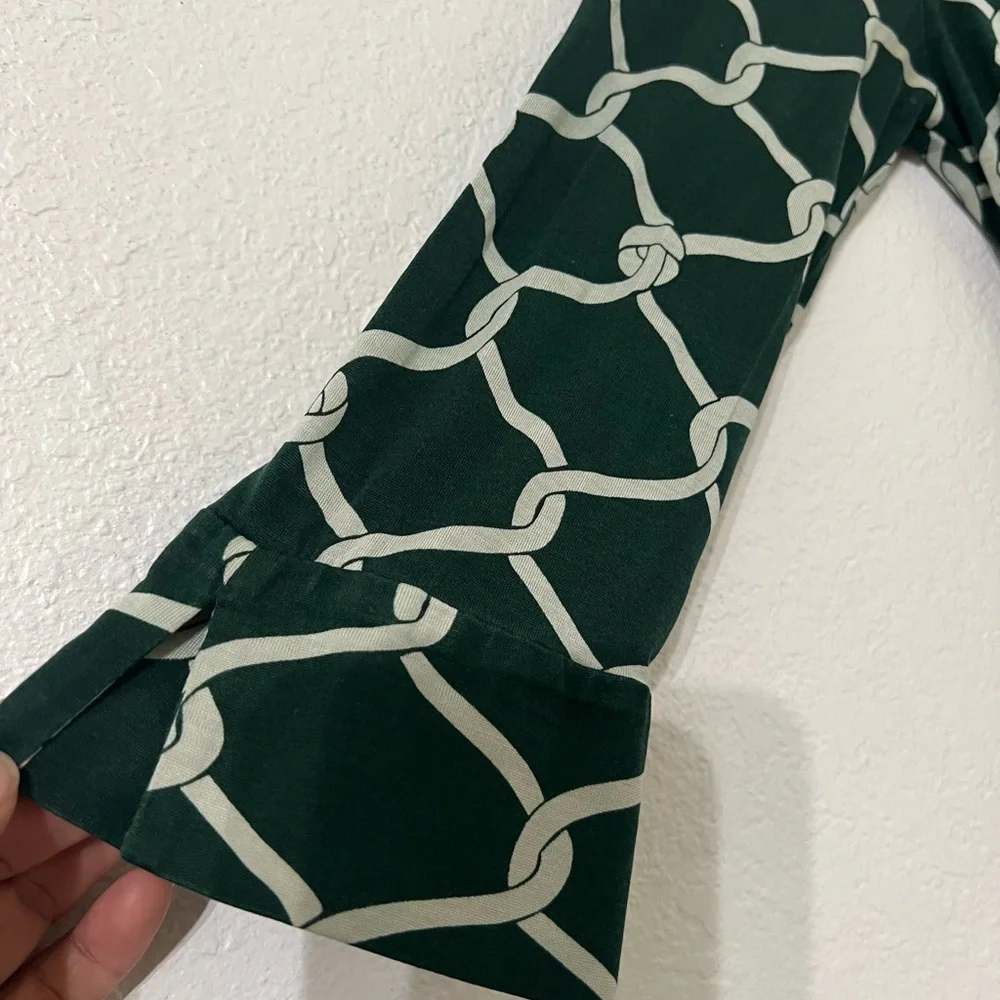 Banana Republic Dark Green Patterned Long Sleeve Dress
